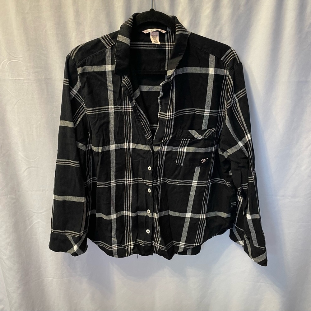 Victoria’s Secret‎ Plaid Button Down Pajama Shirt Large Sleepwear Dark Academia
